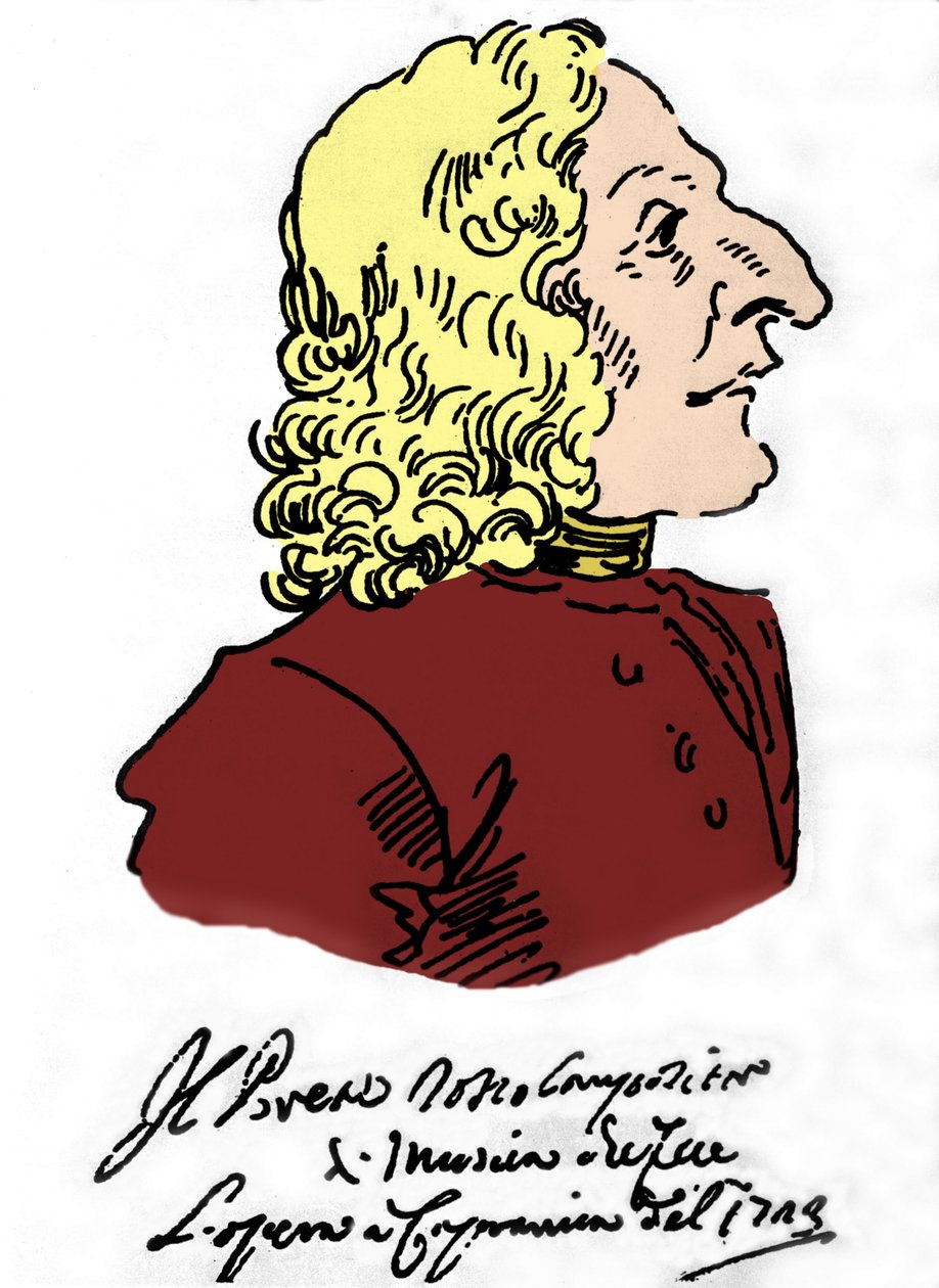 Antonio Vivaldi (1678 - 1741), Cartoon de Pierre Leone Ghezzi (1674 - 1755) de Pier Leone Ghezzi