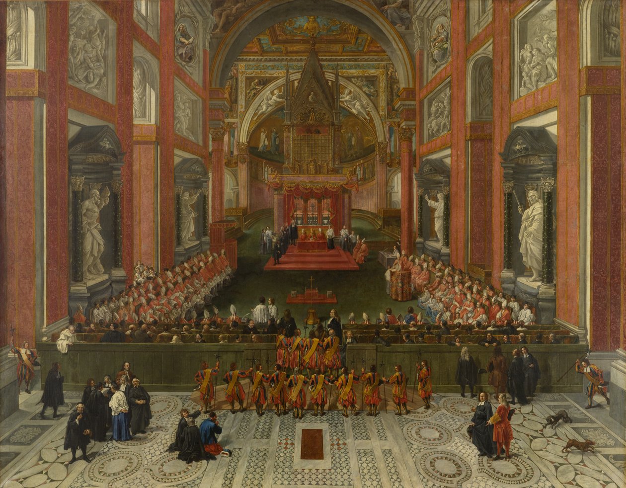 Bento XIII Presidindo o Sínodo Provincial de Roma de 1725, Basílica de São João de Latrão, 1725 de Pier Leone Ghezzi