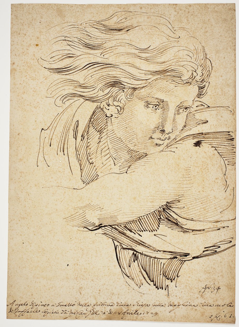 Cabeça de um anjo; depois de Rafael de Pier Leone Ghezzi