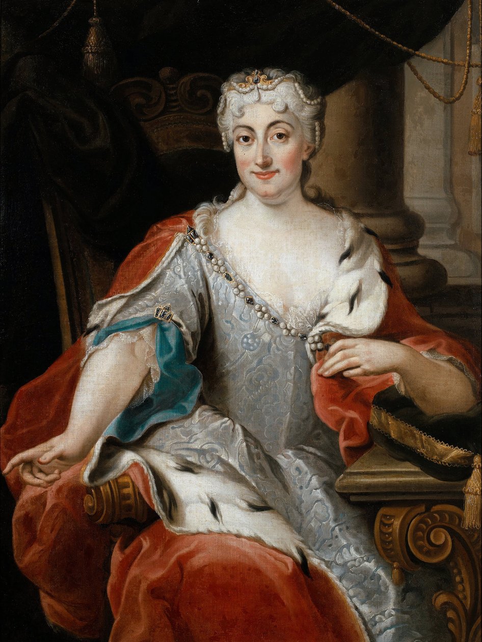 Marie-Clementine Sobieska (Marie Clementine) - Retrato de Maria Clementina Sobieska (1702-1735) - Ghezzi, Pier Leone (1674-1755) - ca 1735 - Óleo sobre madeira - 115x86 - Museu do Palácio de Wilanow de Pier Leone Ghezzi