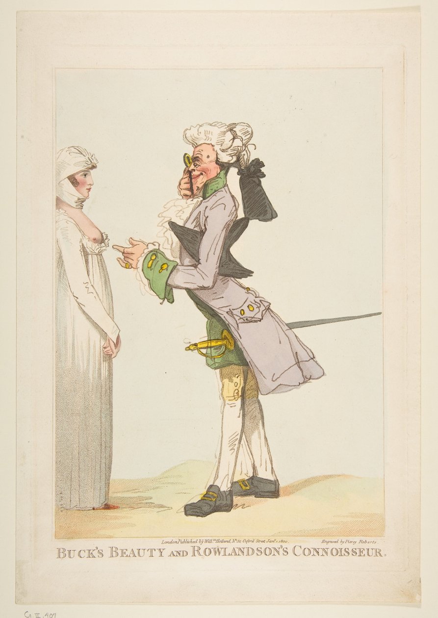 Bucks Beauty e Rowlandsons Connoisseur, 1 de janeiro de 1800. de Piercy Roberts