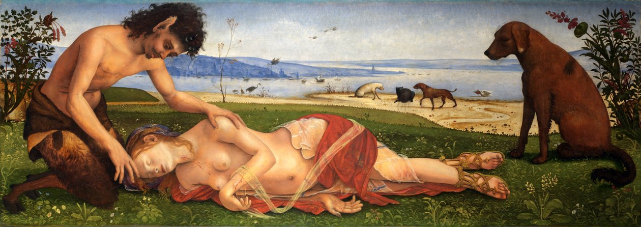 Um sátiro luto sobre uma ninfa, c.1495 de Piero di Cosimo