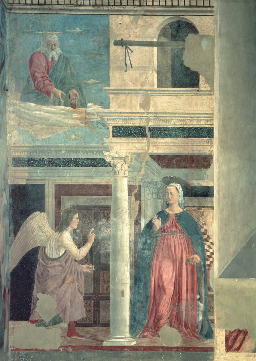 Anunciação, do Ciclo da Verdadeira Cruz, completou 1464 de Piero della Francesca