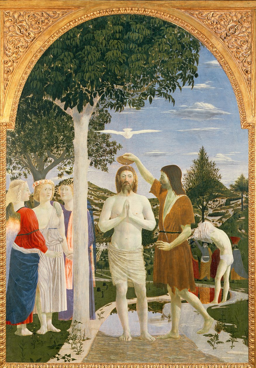 Batismo de Cristo, 1450 (têmpera de ovo no painel) de Piero della Francesca