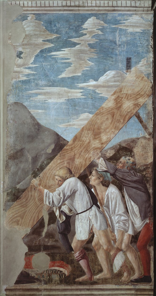 Enterrando da Madeira, do Ciclo Verdadeiro Cruz, completou 1464 de Piero della Francesca
