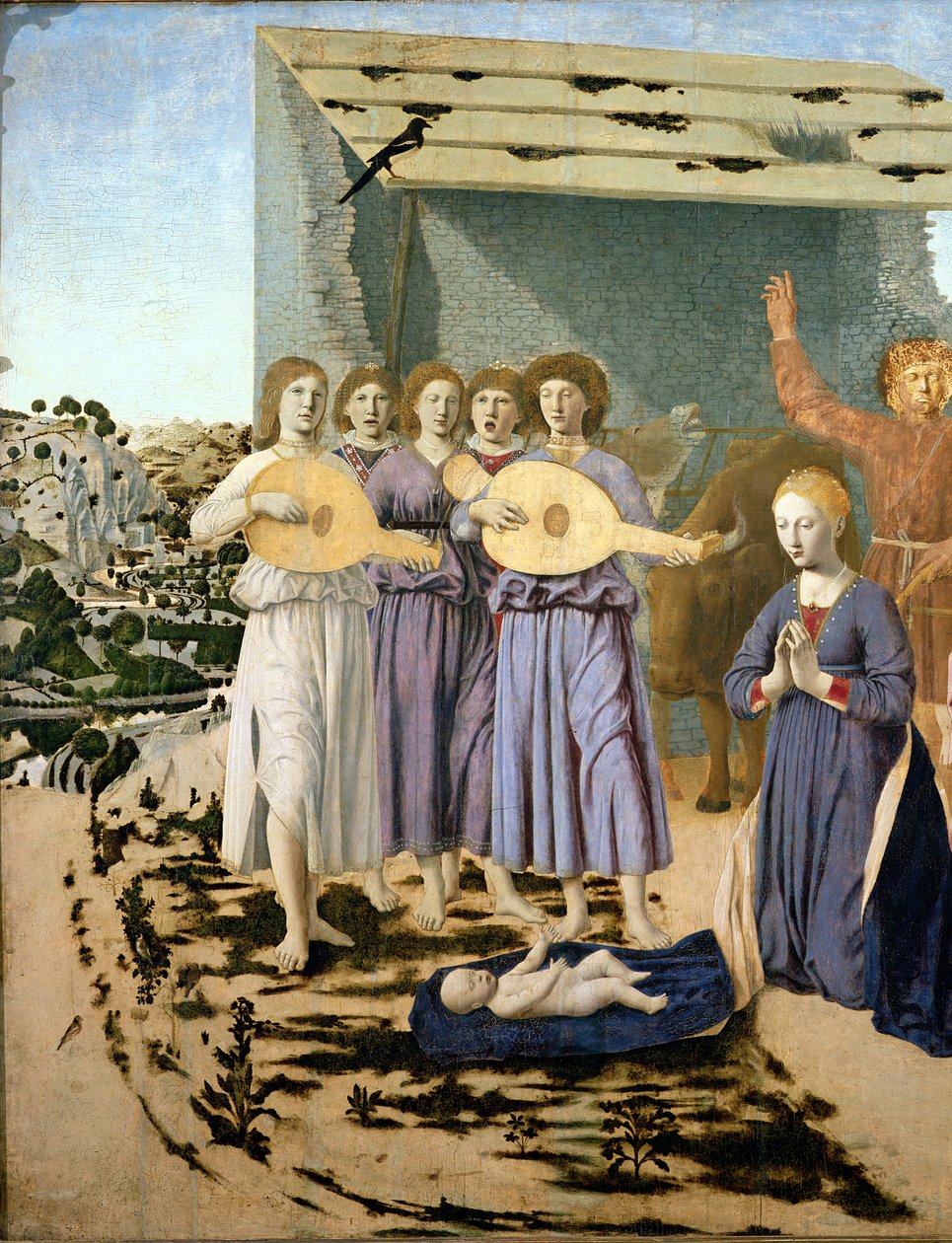 Natividade, 1470-75 (têmpera no painel) (detalhe de 5240) de Piero della Francesca
