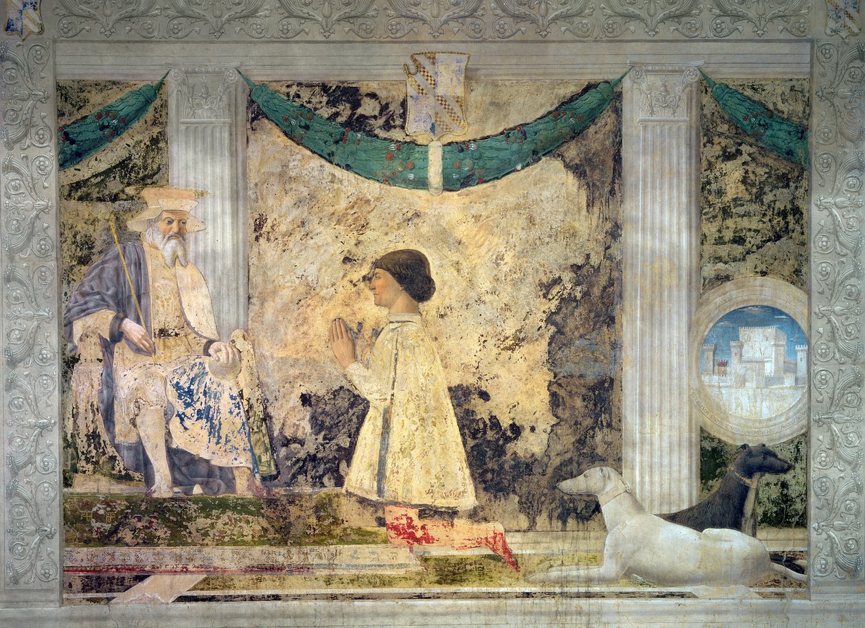 Sigismondo Malatesta (d.1468) ajoelhado diante de seu patrono, São Sigismundo da Borgonha, 1451 de Piero della Francesca
