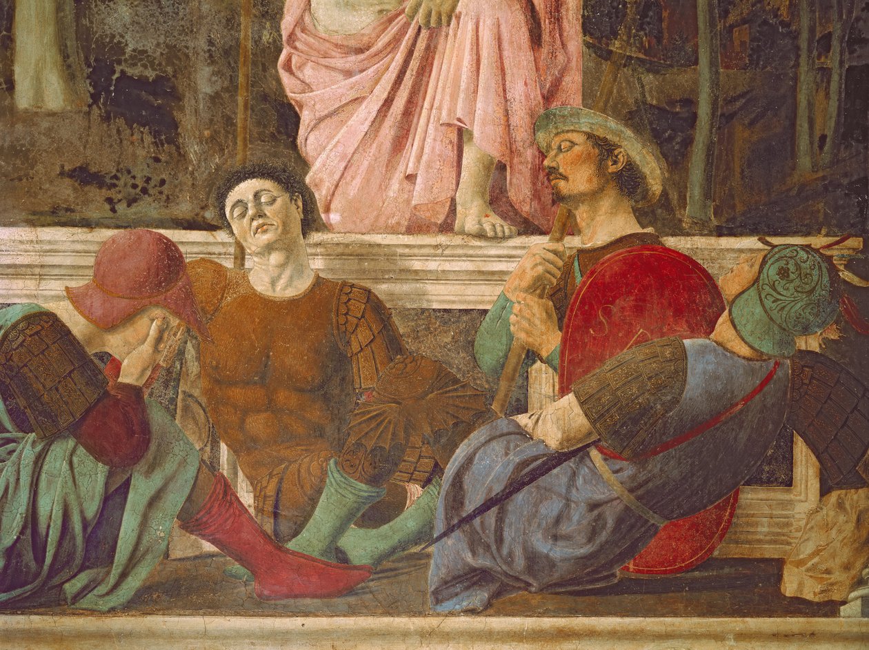 A ressurreição, c.1463 detalhe afresco de 109787 de Piero della Francesca