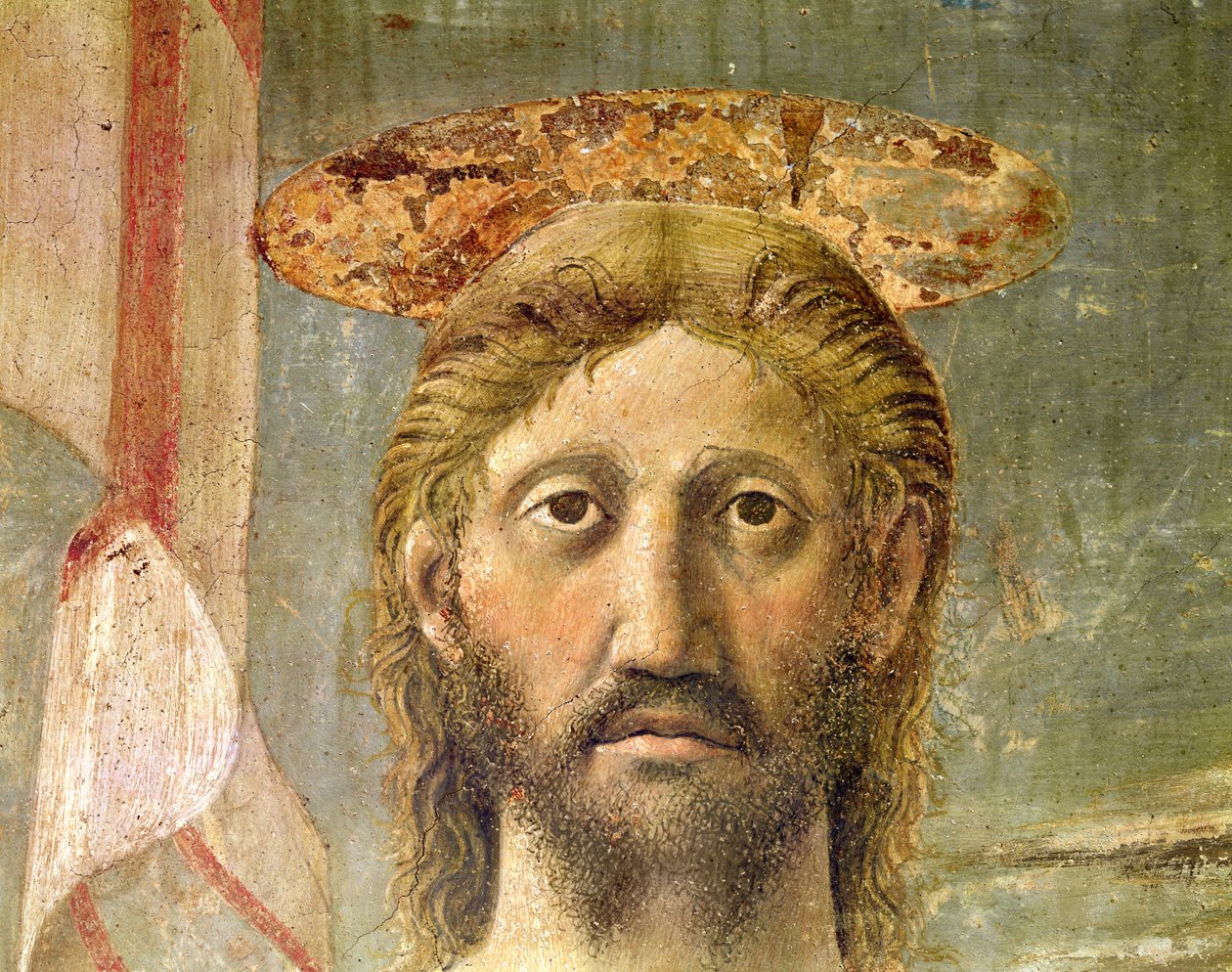 A ressurreição, detalhe da cabeça de Cristo, c.1463 afresco, ver também 109787 e 205587 de Piero della Francesca