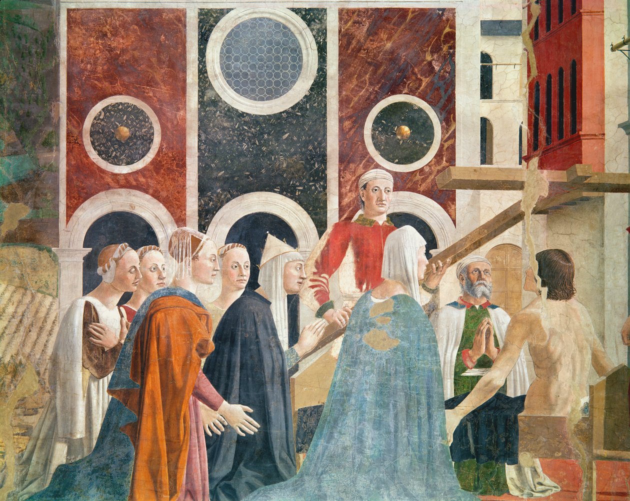 A Verificação da Verdadeira Cruz, concluída em 1464 (detalhe) de Piero della Francesca