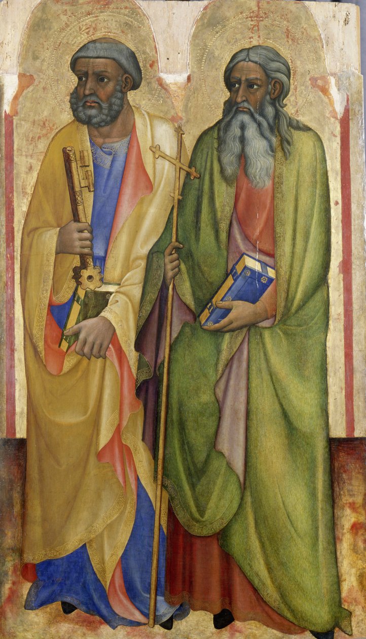 Apóstolos Pedro e André, c.1418-20 (tempera em madeira de choupo) de Piero di Alvaro