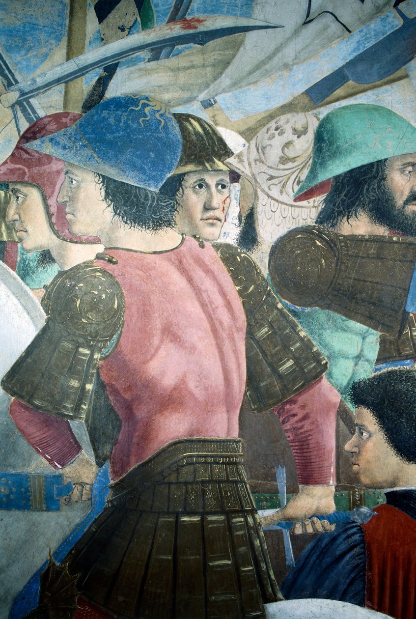 Detalhe de A Lenda da Verdadeira Cruz mostrando a Batalha de Heraclius I de Bizâncio contra o Chosroes II, de Piero della Francesca de Piero della Francesca