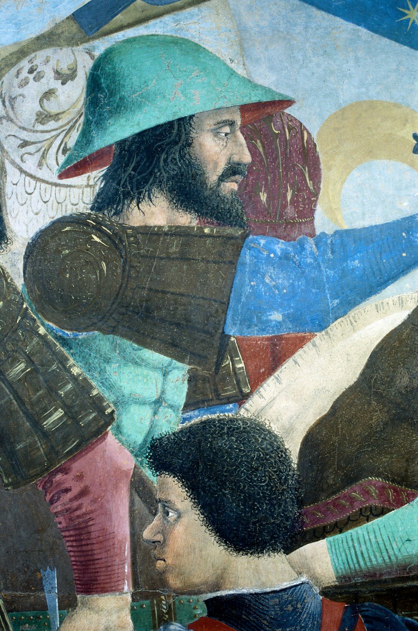 Detalhe de A Lenda da Verdadeira Cruz mostrando a Batalha de Heraclius I de Bizâncio contra o Chosroes II, de Piero della Francesca de Piero della Francesca