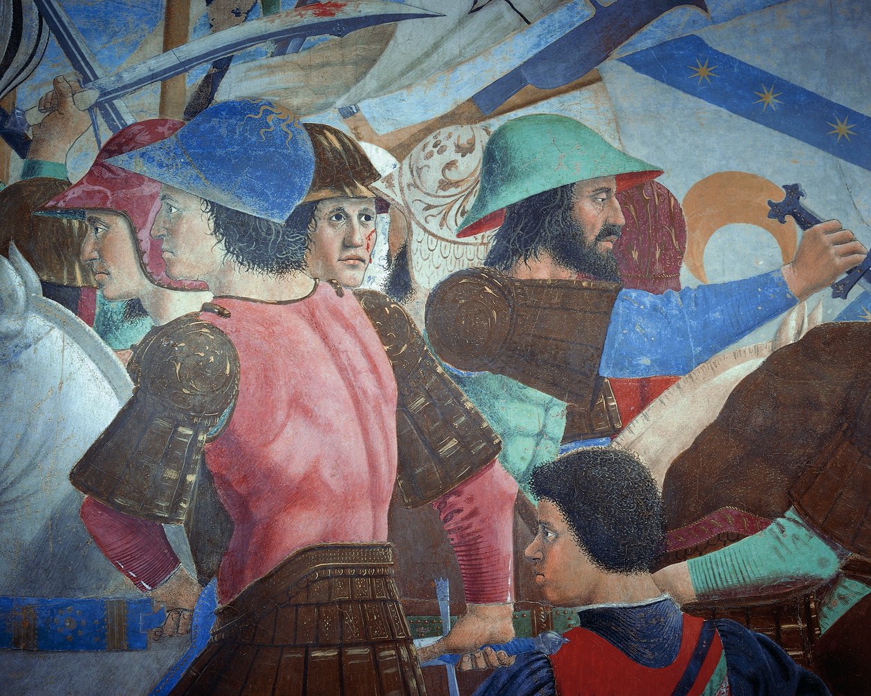 Detalhe da Lenda da Verdadeira Cruz mostrando a batalha de Heraclius I de Bizâncio contra o Chosroes II, de Piero della Francesca de Piero della Francesca