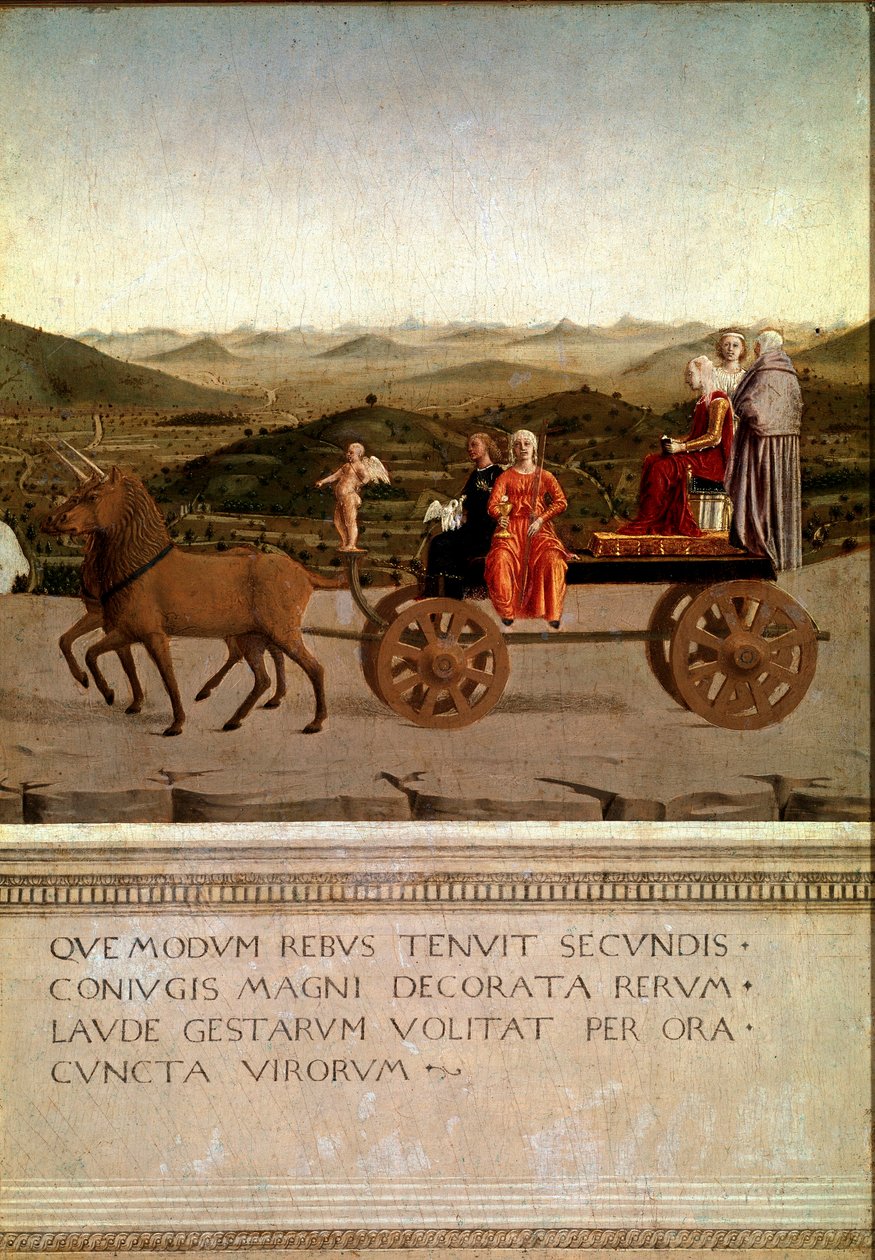Díptico do triunfo de Federico da Montefeltro e Battista Sforza, detalhe (Tempera sobre madeira de Piero della Francesca
