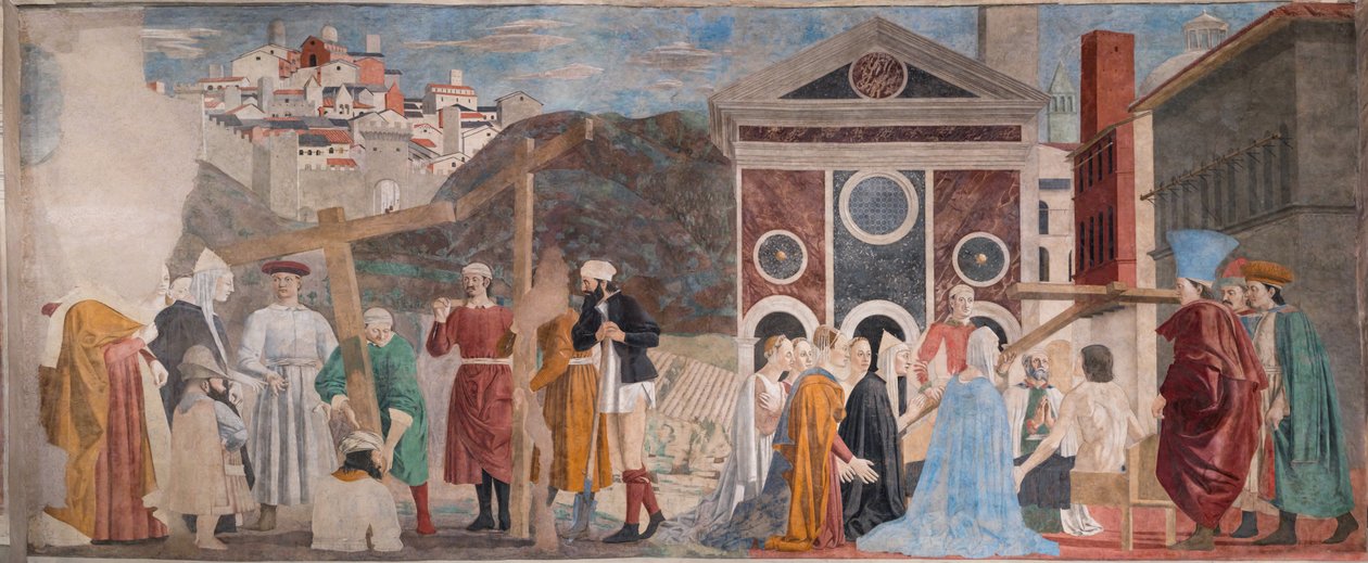 A descoberta das três cruzes e a verificação da cruz, de As histórias da verdadeira cruz (fresco) de Piero della Francesca
