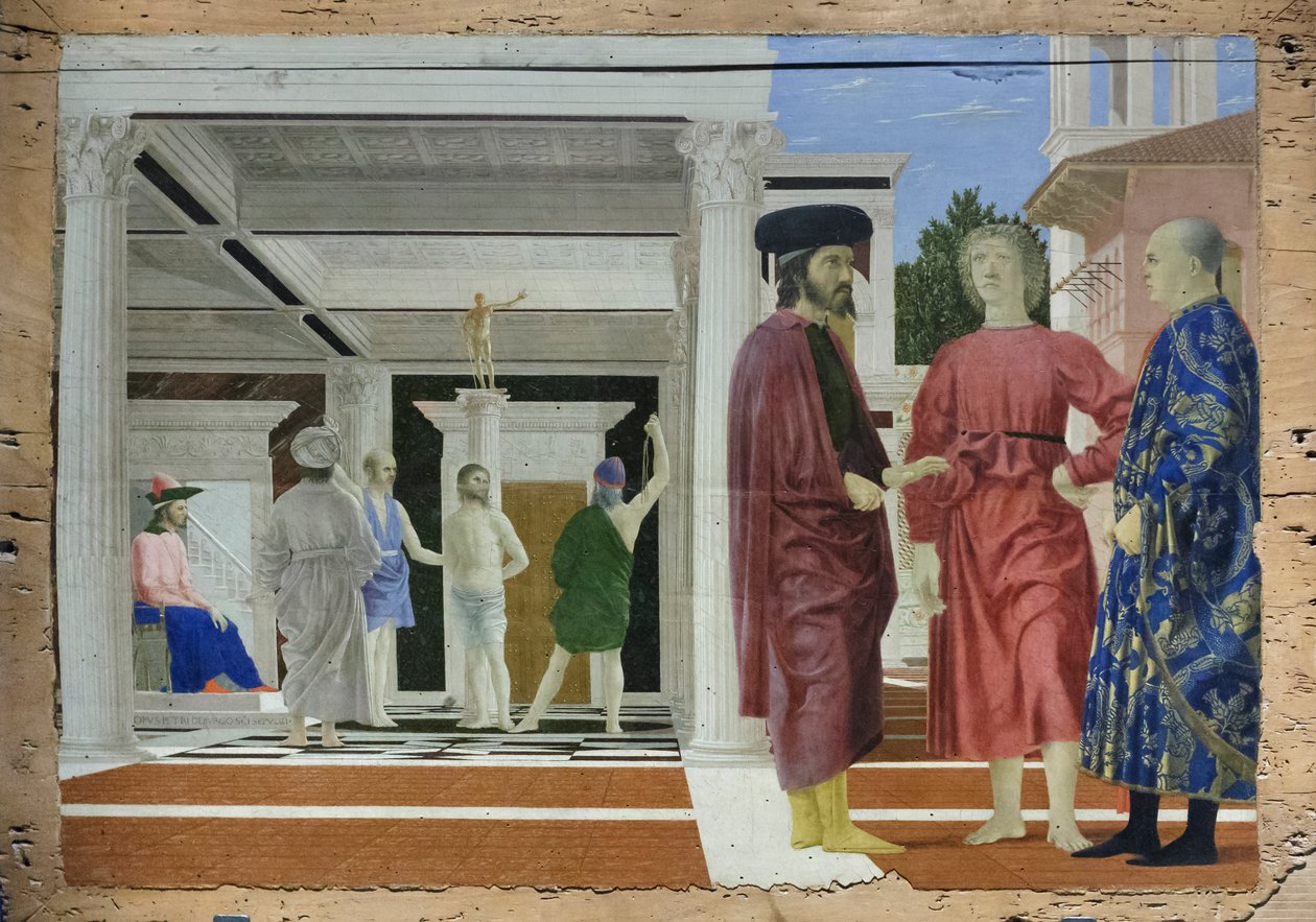 Flagelação de Cristo, c.1452 (têmpera sobre painel) de Piero della Francesca