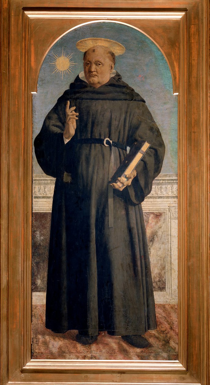 Políptico de Santo Agostinho: São Nicolau de Tolentino - óleo sobre panela de Piero della Francesca