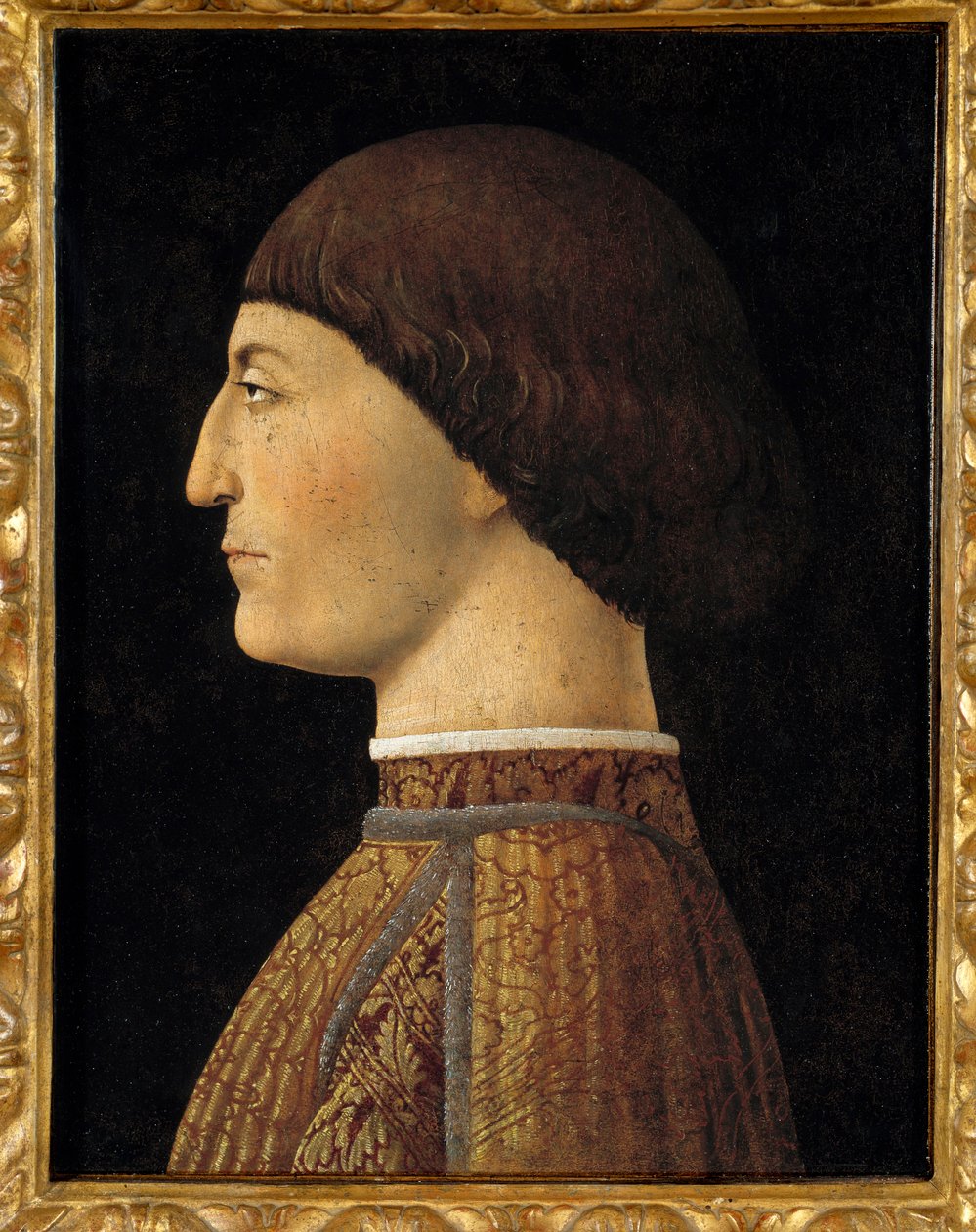Retrato de Sigismond Malatesta, Senhor de Rimini (1417-1468) Pintura de Piero della Francesca (1410/1420-1492) 1451 Sol. 0,44 X 0,34 m - Retrato de Sigismund Malatesta (Sigismondo Pandolfo Malatesta), Senhor de Rimini (1417-1468). Pintura de Piero della Fr de Piero della Francesca