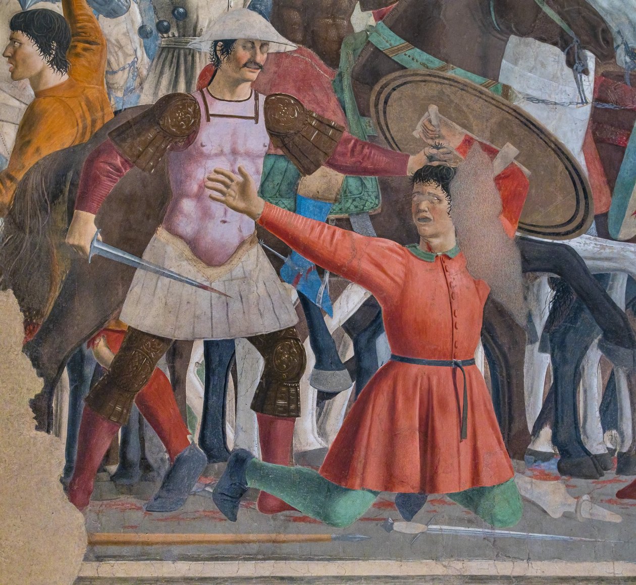 A Batalha de Heráclio e Chosroes, pormenor de As Histórias da Verdadeira Cruz (fresco) de Piero della Francesca