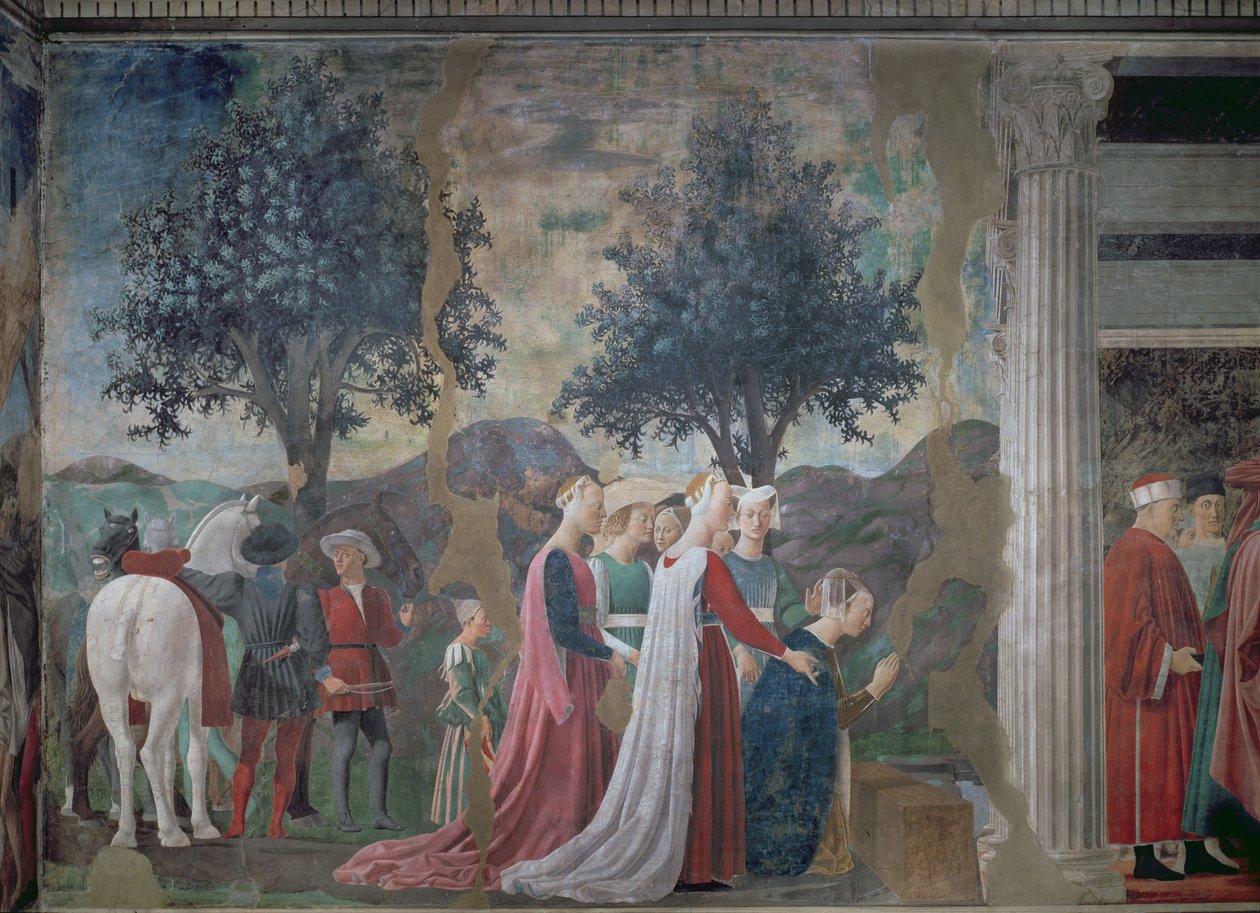 A Descoberta da Madeira da Verdadeira Cruz, do ciclo Lenda da Verdadeira Cruz, concluída em 1464 (detalhe de 58294) de Piero della Francesca
