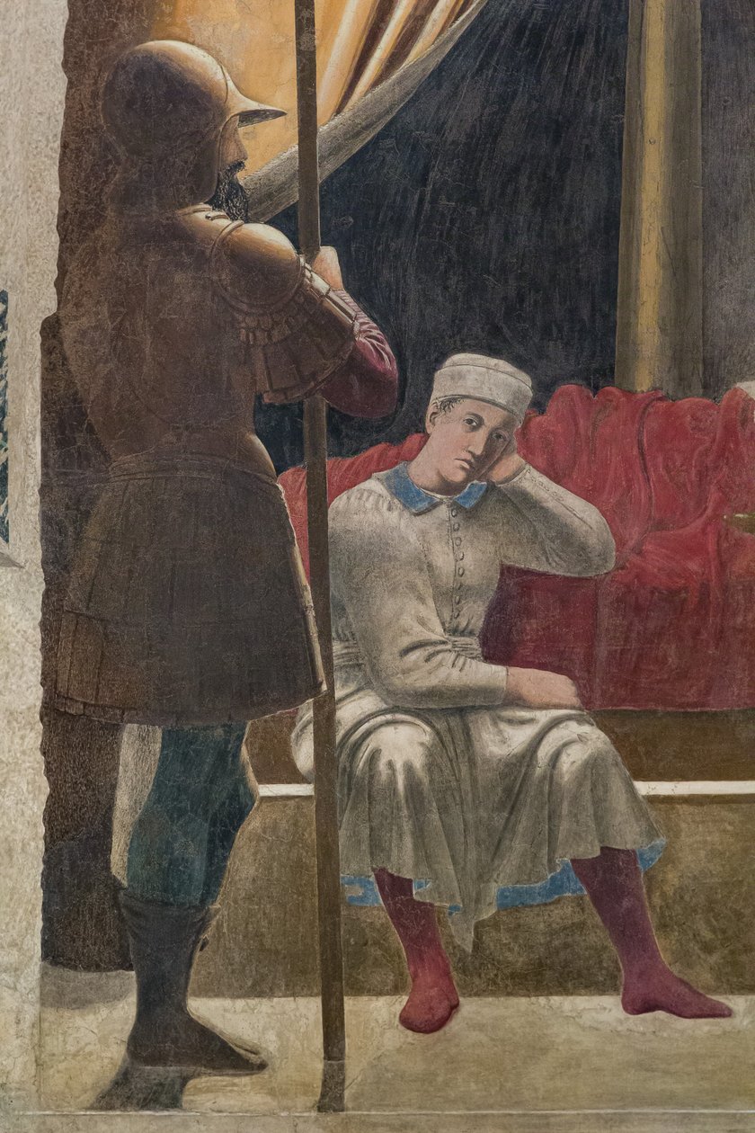 O Sonho de Constantino, pormenor das Histórias da Verdadeira Cruz (fresco) de Piero della Francesca