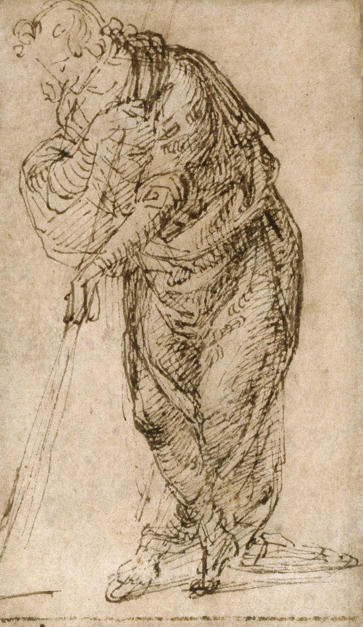 Figura de pé apoiada num bastão de Piero di Cosimo