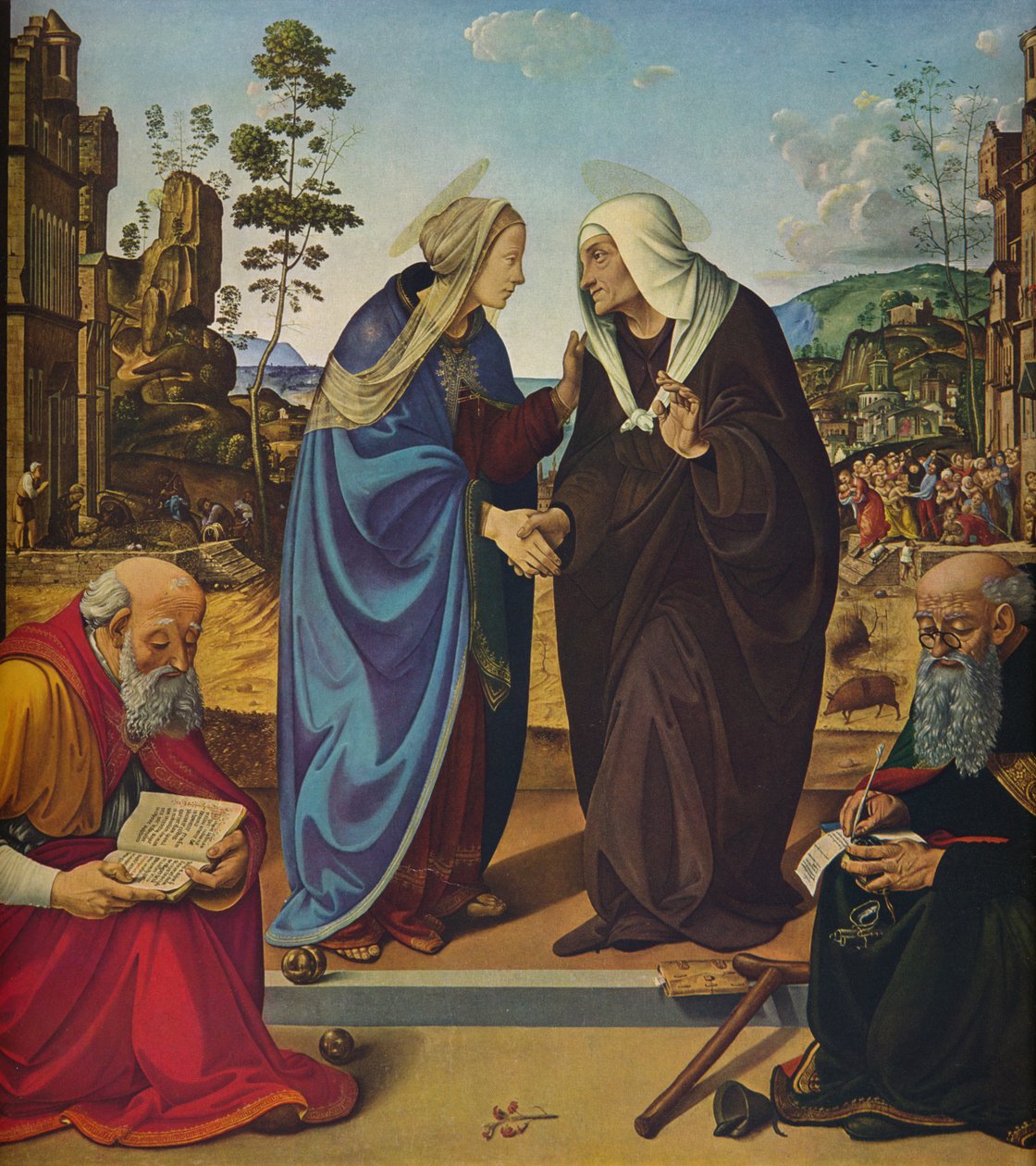 A Visitação com os Santos Nicholas e Anthony Abbot, c1489-1490 de Piero di Cosimo