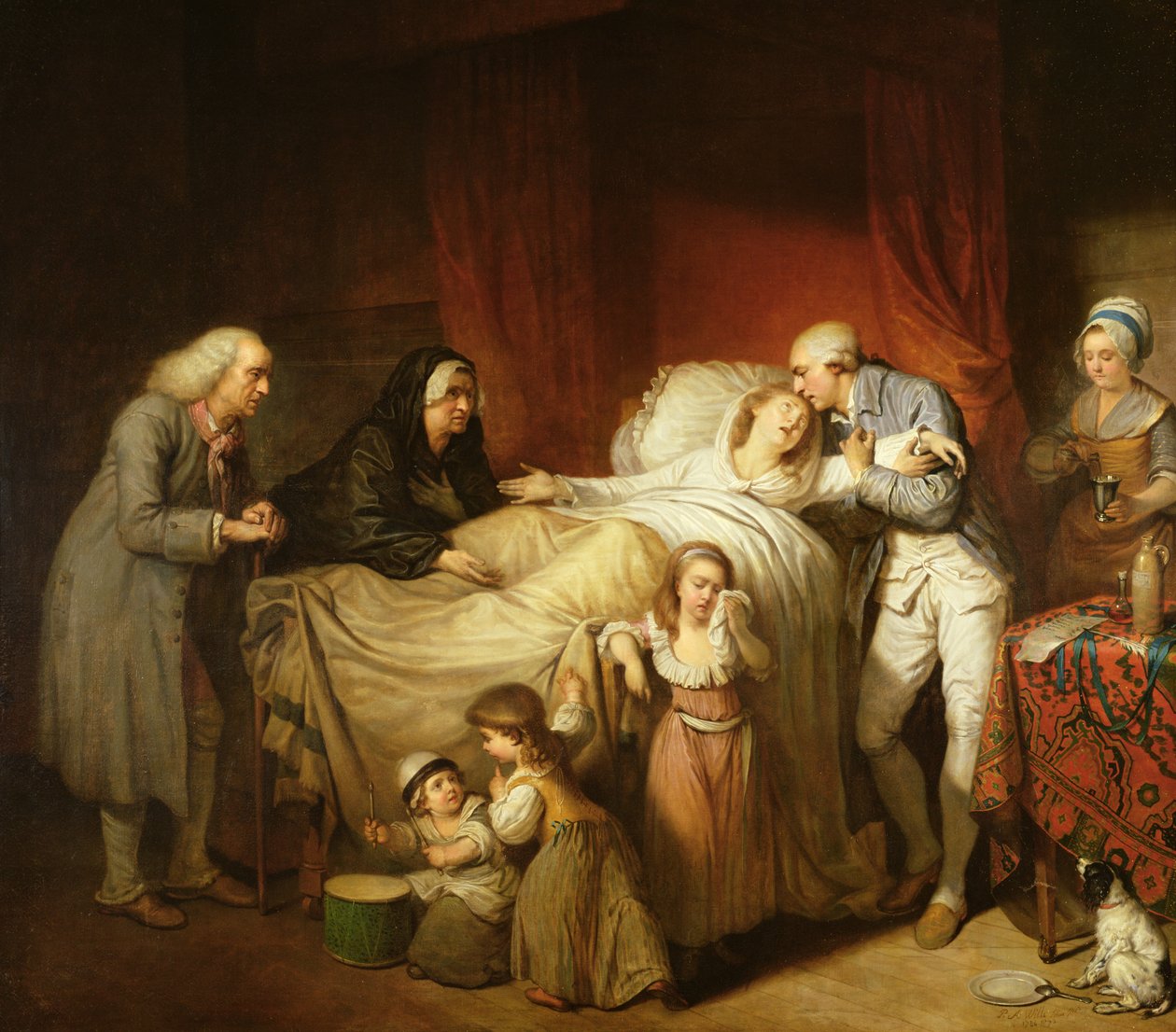 Os últimos momentos da esposa amada, 1784 de Pierre Alexandre Wille