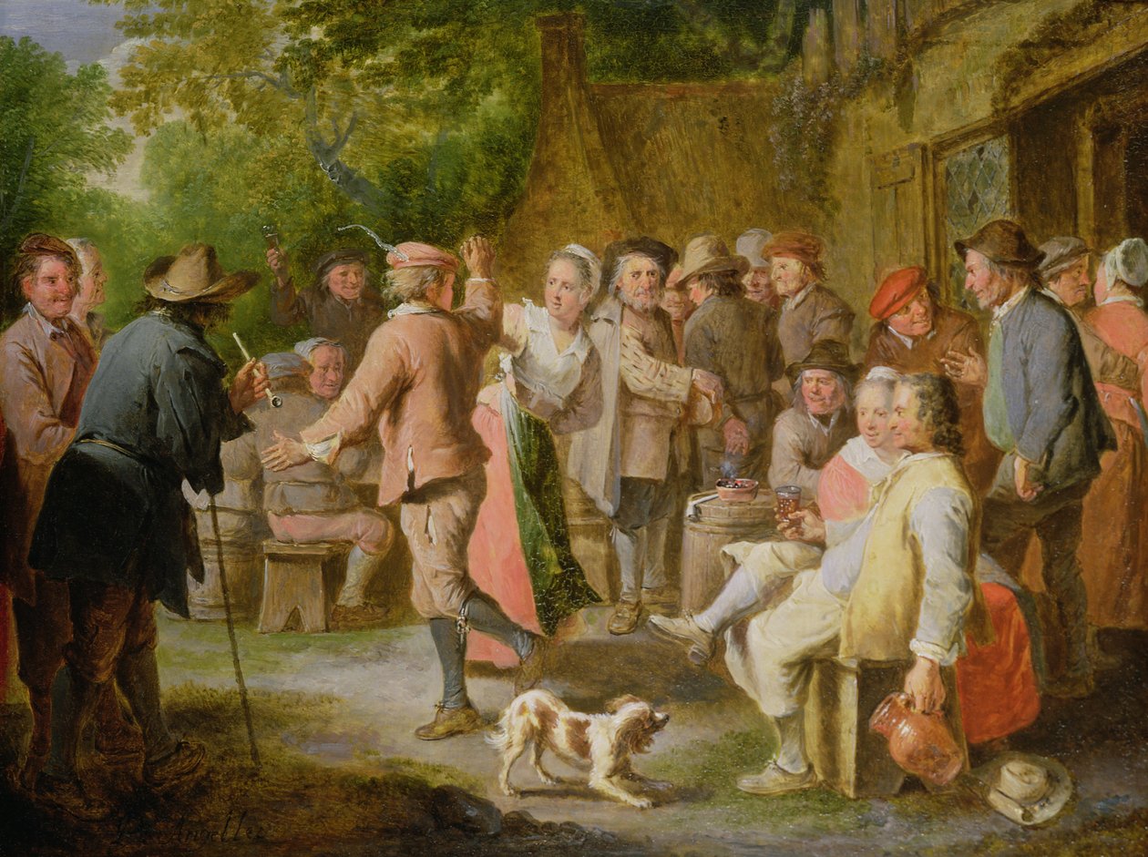 Um país Fete com figuras dançando de Pierre Angelis or Angillis