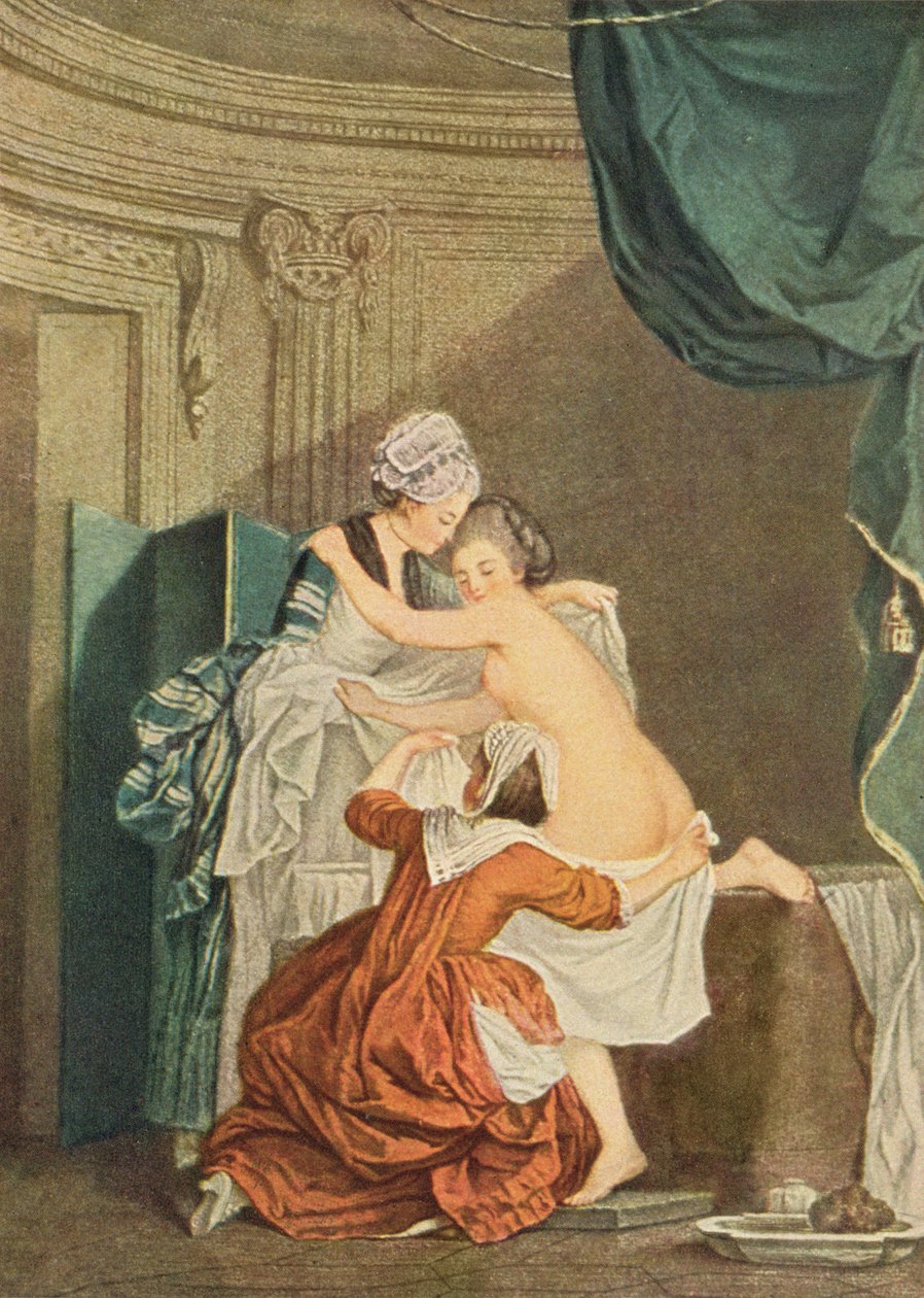 O banho, gravura por Nicolas Francois Regnault de Pierre Antoine Baudouin