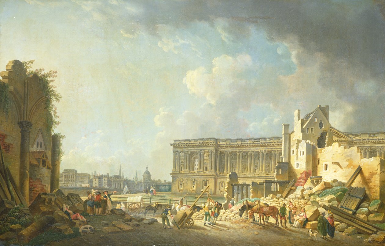 Limpando a Colunata do Louvre, 1764 de Pierre Antoine Demachy