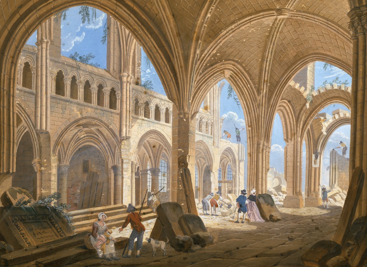 Demolição da Igreja de Saint-Jean-en-Greve, c.1800 de Pierre Antoine Demachy