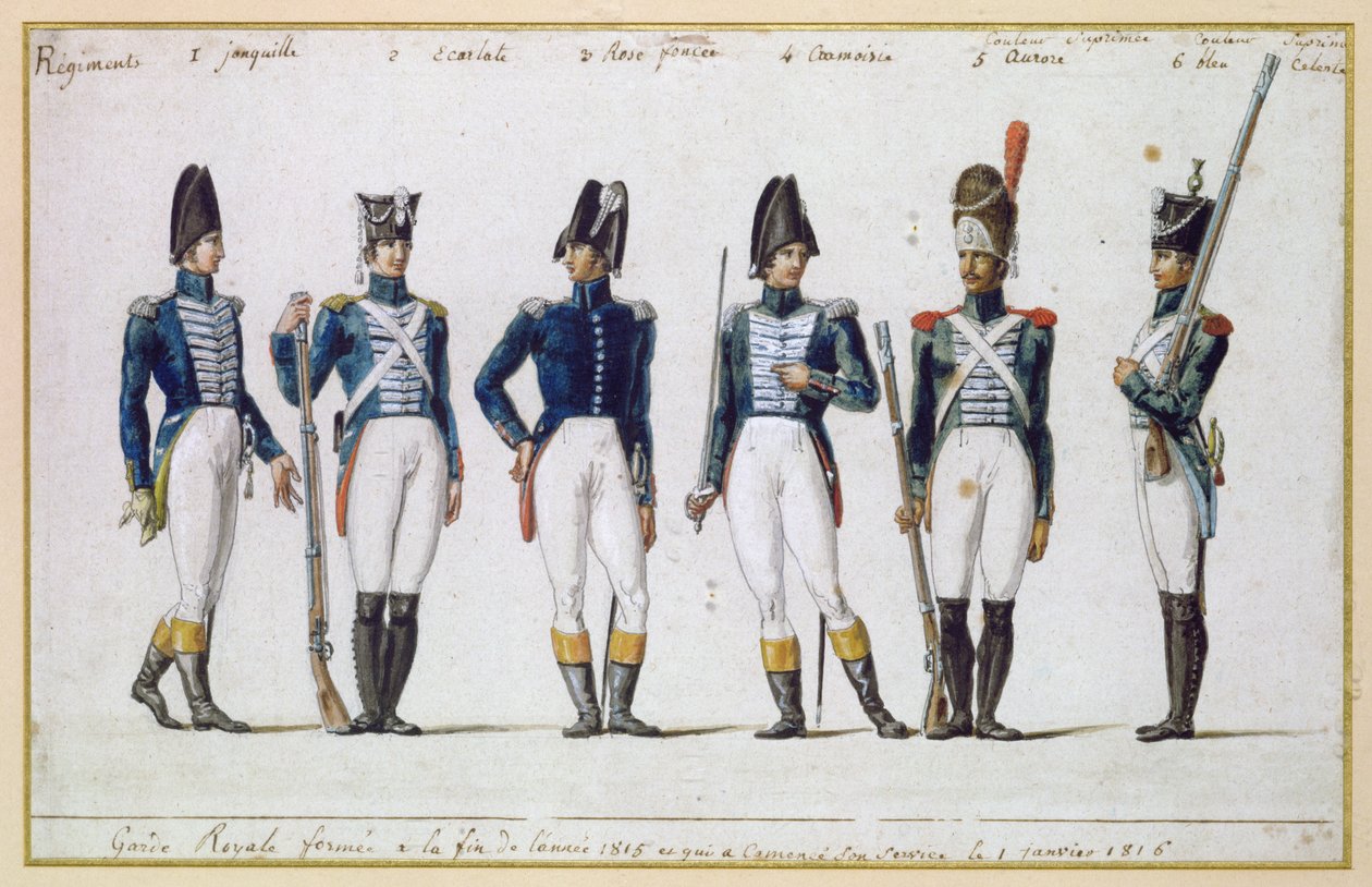 Guarda Real Francesa, 1816 (guache) de Pierre Antoine Lesueur