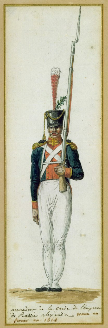 Granadeiro da Guarda de Alexandre I (1777-1825) durante uma visita à França em 1814 de Pierre Antoine Lesueur