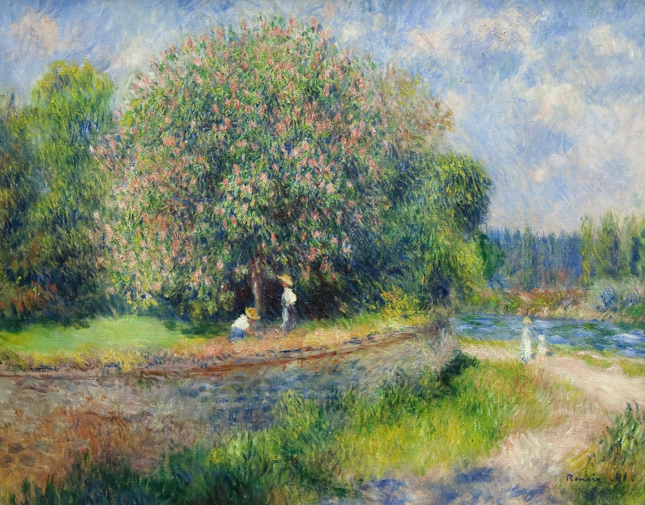 Bluhender RosskastanienbaumnInglês: Castanha-da-índia em flowernFrancais: A floração castanha: n de Pierre Auguste Renoir