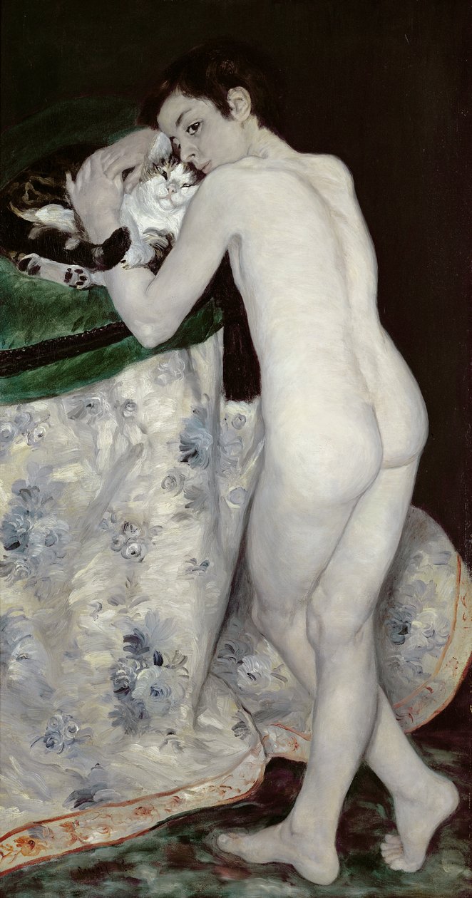 Um menino com um gato, 1868 de Pierre Auguste Renoir
