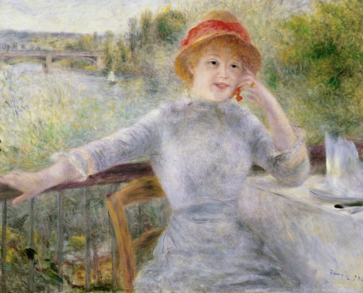 Alphonsine Fournaise (1845-1937) no Grenouillere, 1879 de Pierre Auguste Renoir