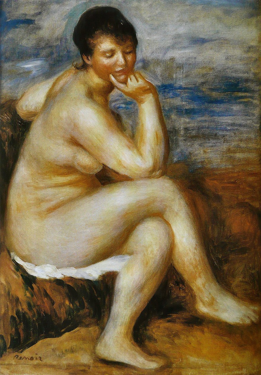 Banhista na rocha de Pierre Auguste Renoir