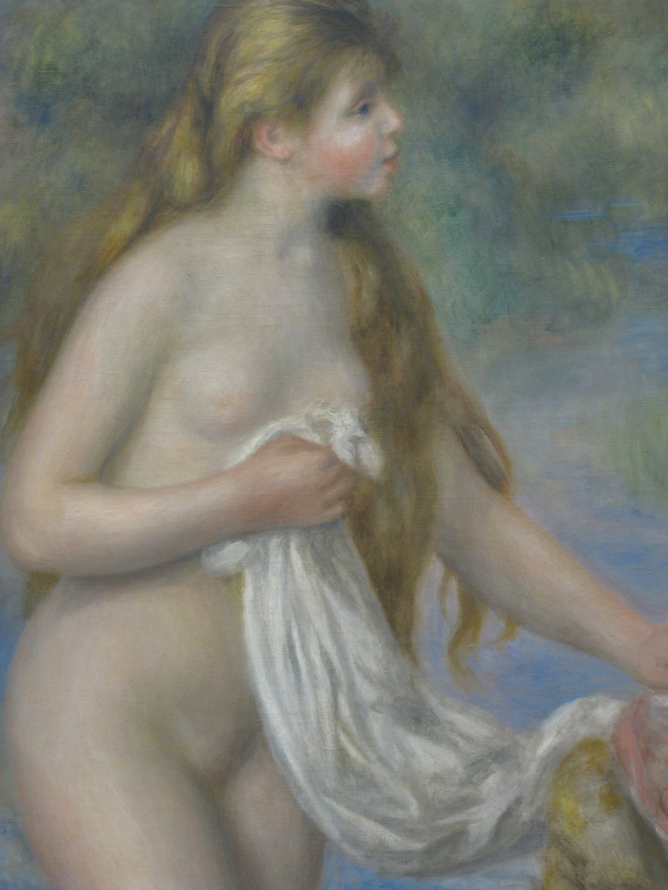 Banhista com cabelo comprido de Pierre Auguste Renoir