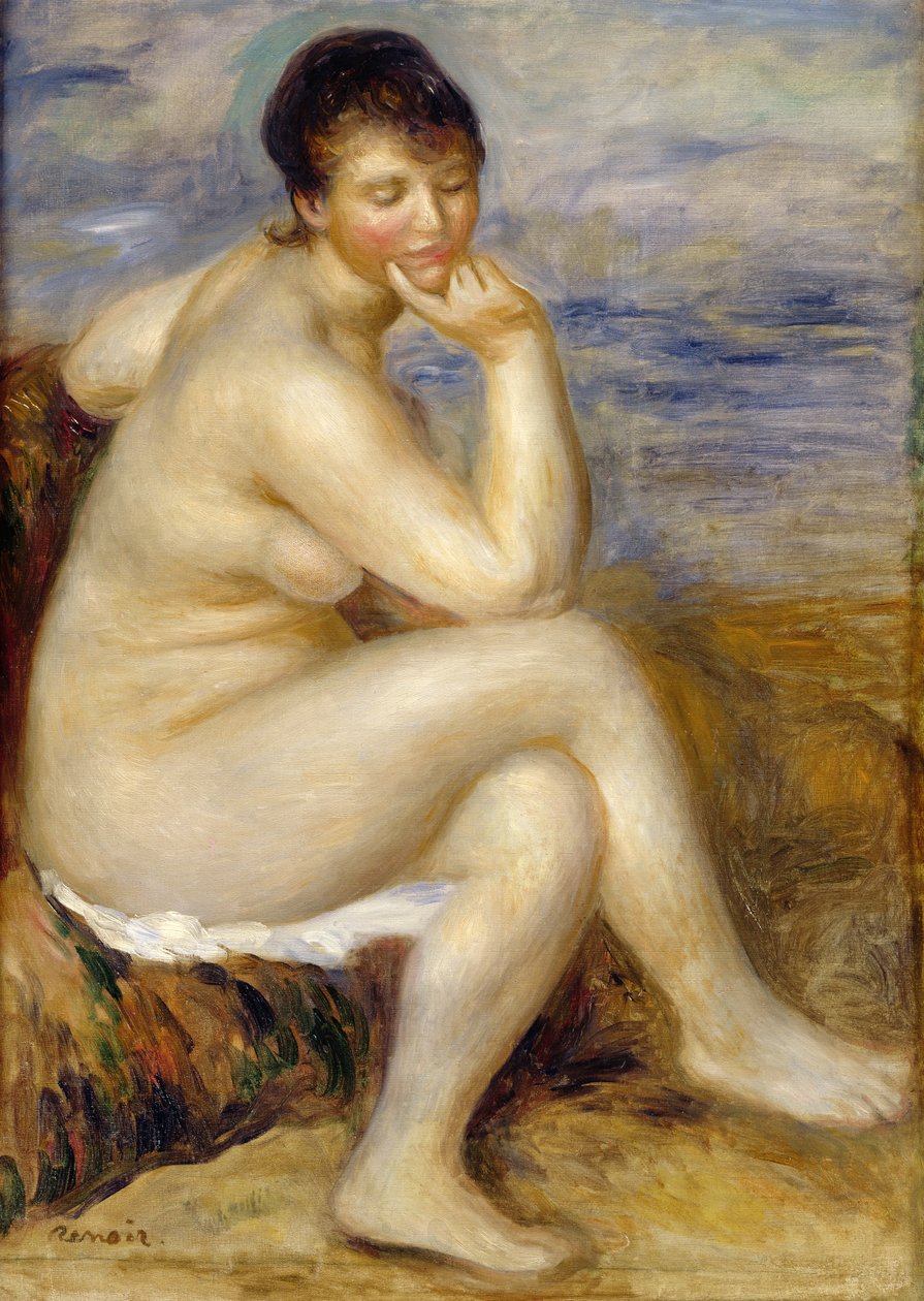 Banhista sentado em uma rocha, 1882 de Pierre Auguste Renoir