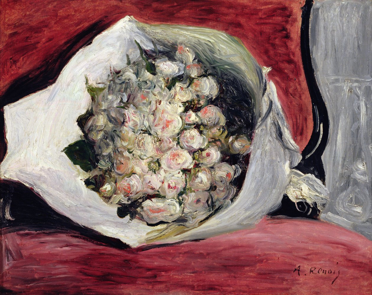 Buquê em uma caixa de teatro, c.1878-80 de Pierre Auguste Renoir