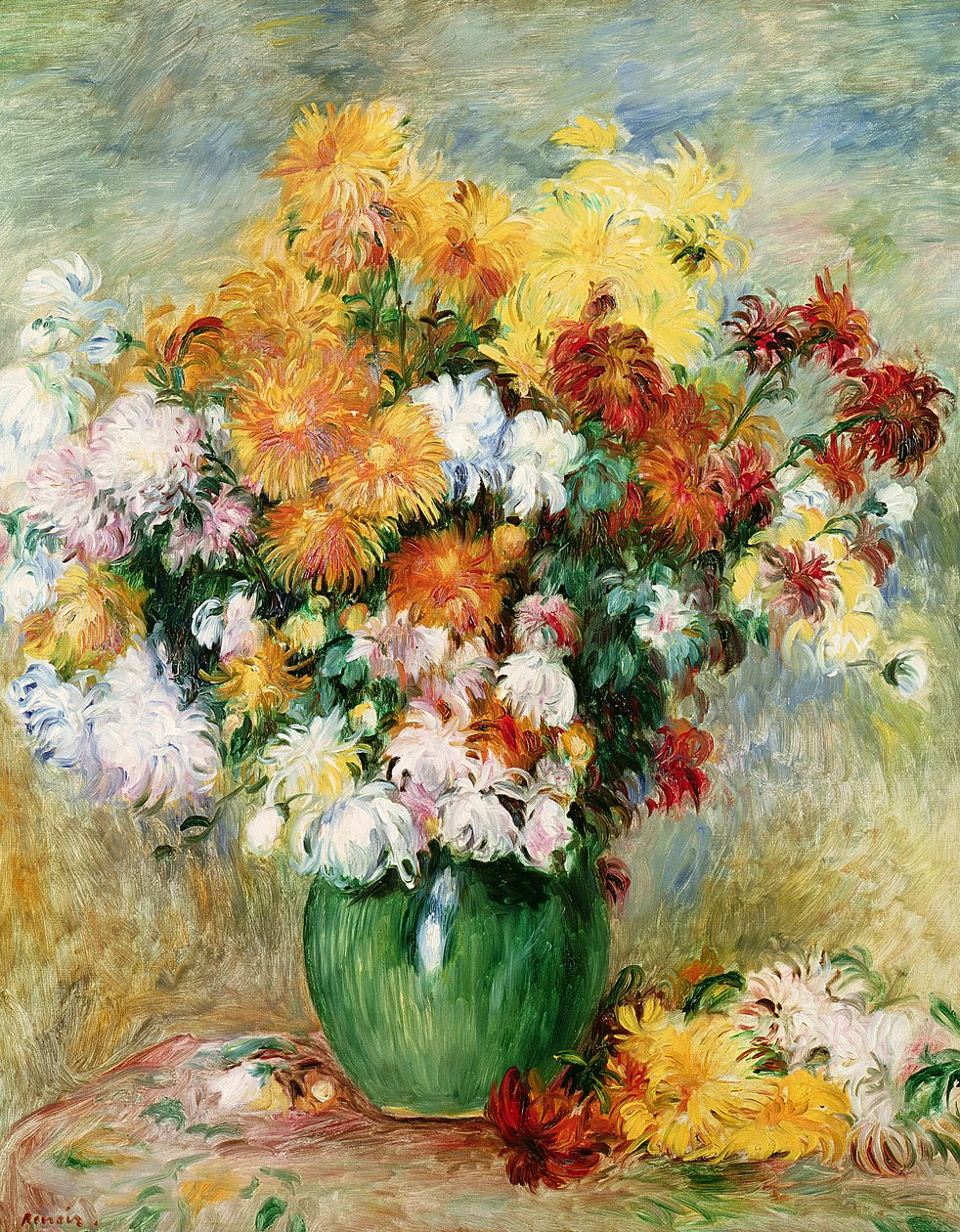 Buquê de crisântemos, c.1884 de Pierre Auguste Renoir