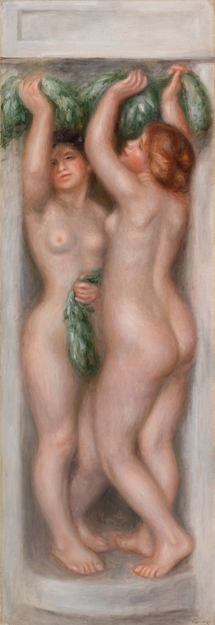 Cariátides (cariátides); também chamado Dois banhistas (painel decorativo) de Pierre Auguste Renoir