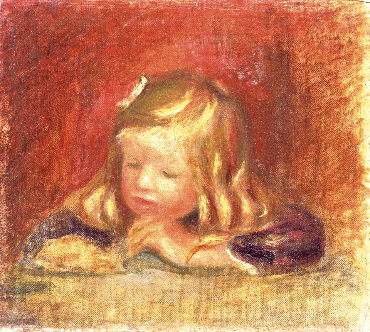 Coco na mesa (Claude Renoir Reading) 1905 de Pierre Auguste Renoir