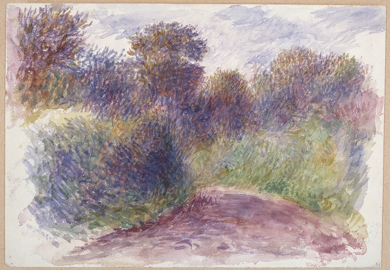 Pista do país (wc em papel branco wove) de Pierre Auguste Renoir