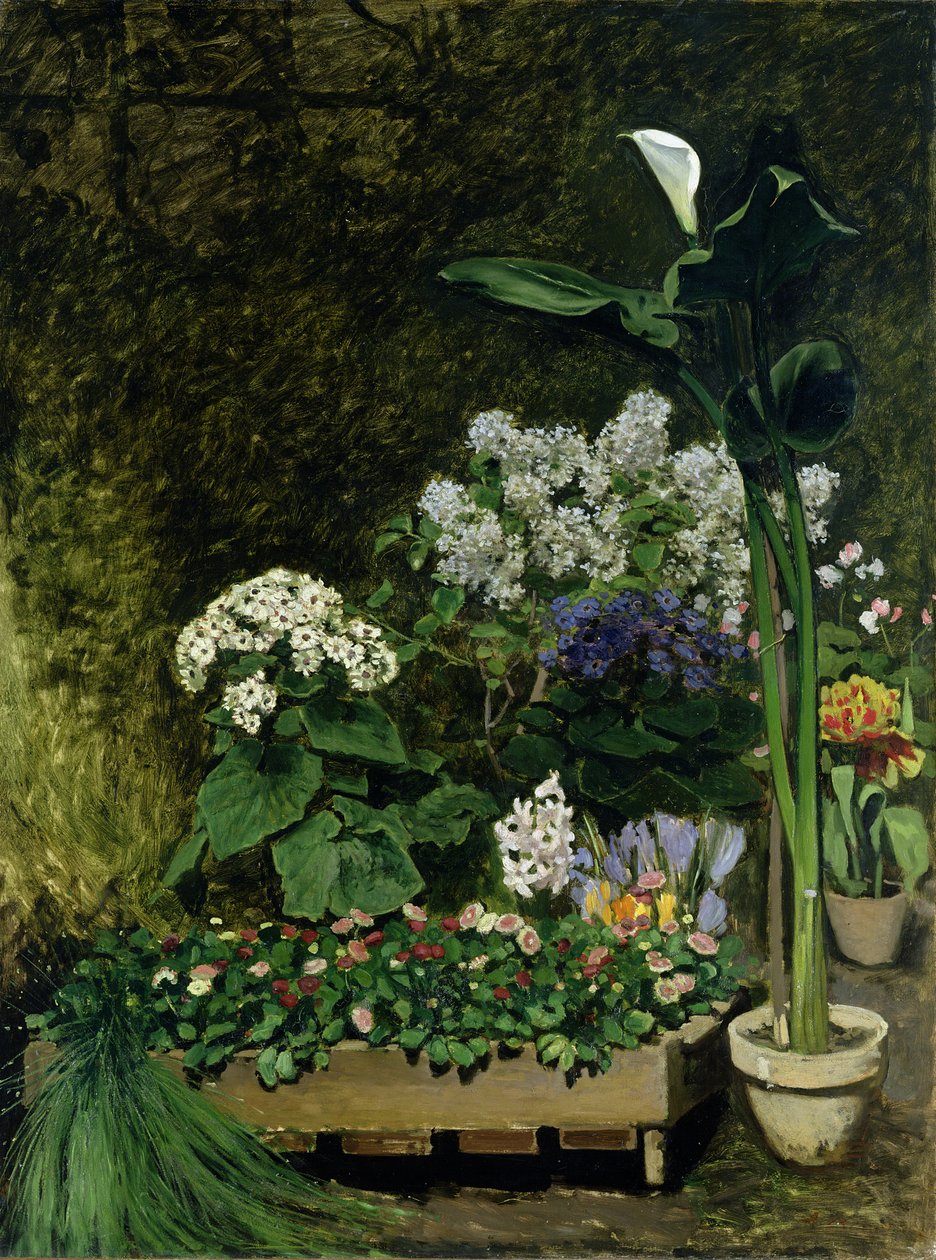Flores em uma estufa, 1864 de Pierre Auguste Renoir