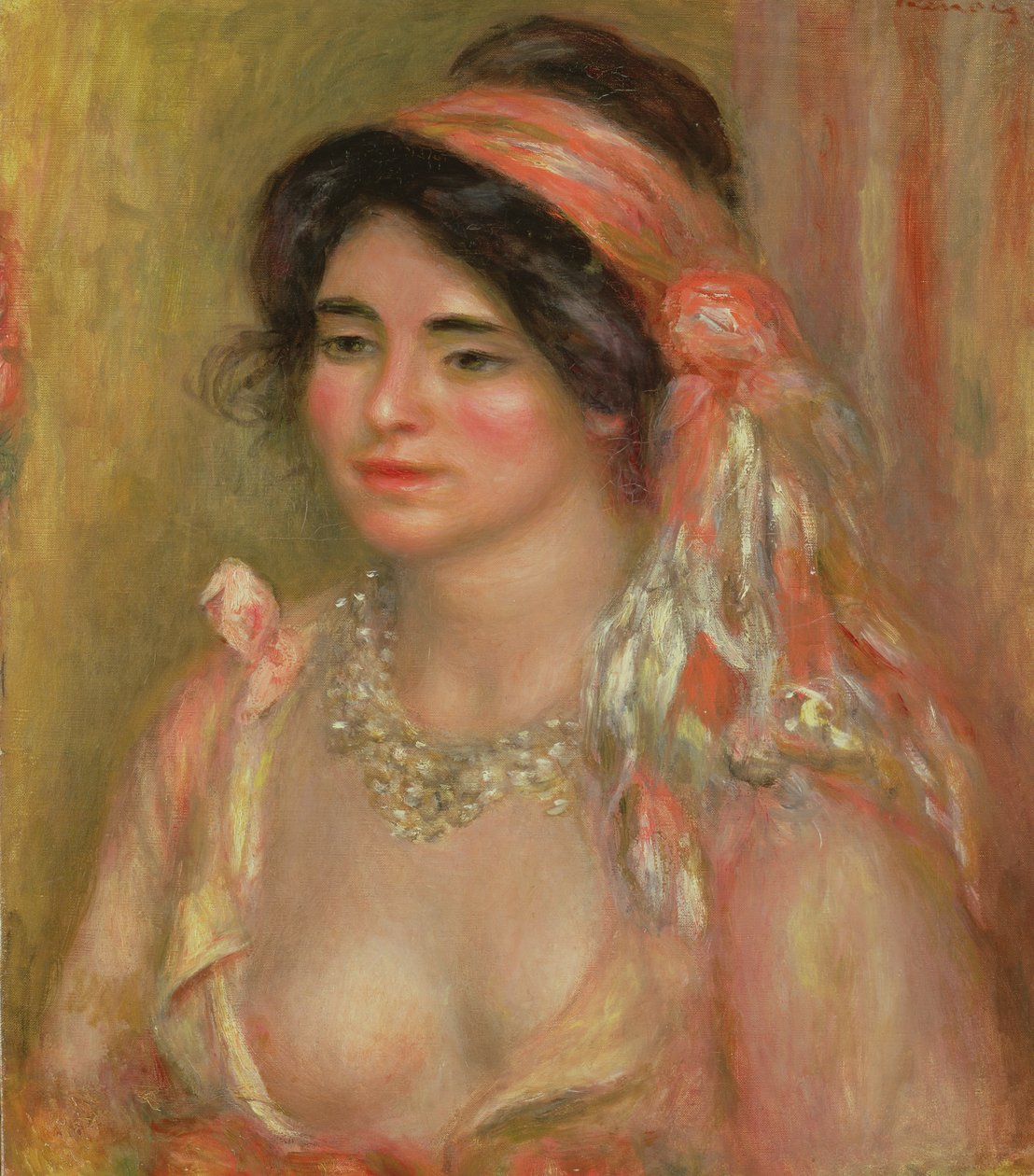 Gabrielle em cocar argelino, 1911 de Pierre Auguste Renoir