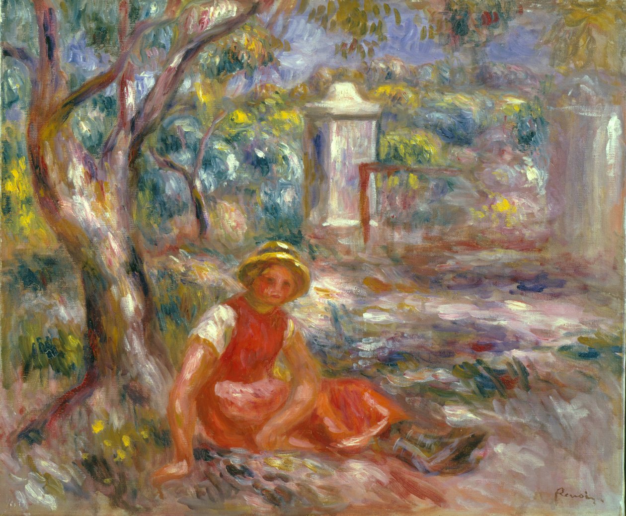 Menina no portão, c.1914 de Pierre Auguste Renoir