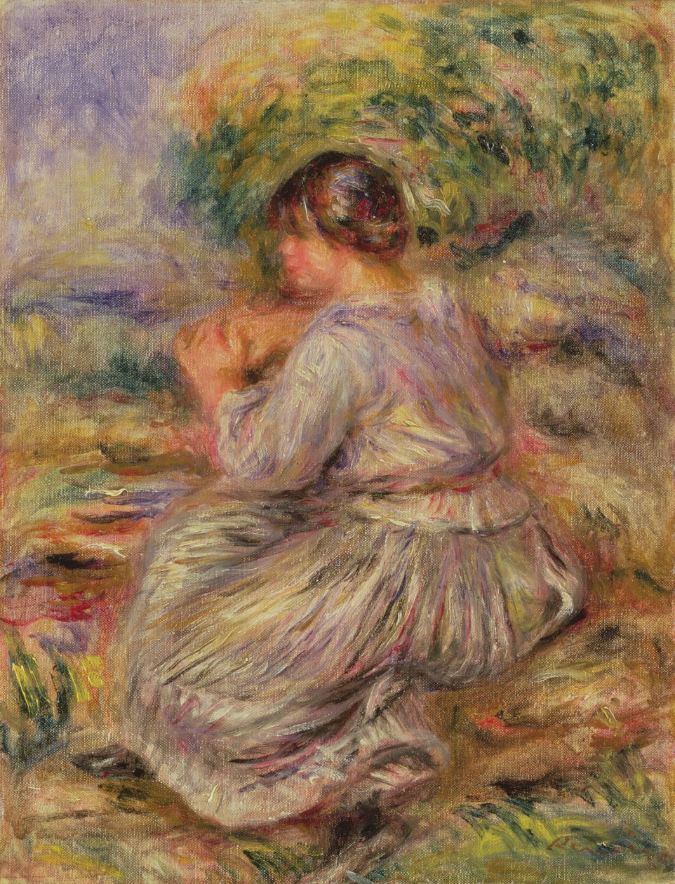 Menina na paisagem, c.1914 de Pierre Auguste Renoir